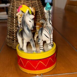 Colorful Carousel Animal Figurine circus dog dachshunds zebra